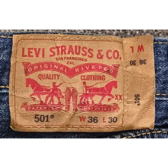 Levis 501 Original Fit Mens Jeans W36 L30 Classic Blue Denim - Picture 5 of 6